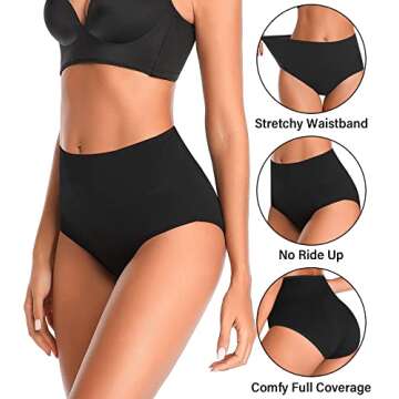 ASIMOON Womens Underwear, Cotton Underwear Postpartum Tummy Control Panties Stretch Breathable Full ...