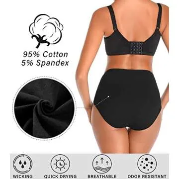 ASIMOON Womens Underwear, Cotton Underwear Postpartum Tummy Control Panties Stretch Breathable Full Coverage Ladies Briefs