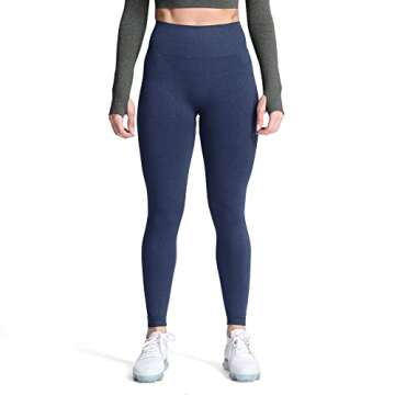 Aoxjox Women's High Waist Workout Gym Vital Seamless Leggings Yoga Pants 24'' (Navy Marl, Small)