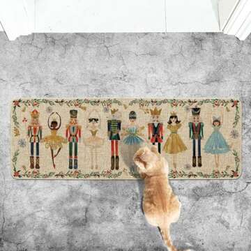 Artoid Mode Watercolor Nutcrackers Merry Christmas Doormat, Winter Home Decor Low-Profile Door Mat Floor Mat 17x47 Inch