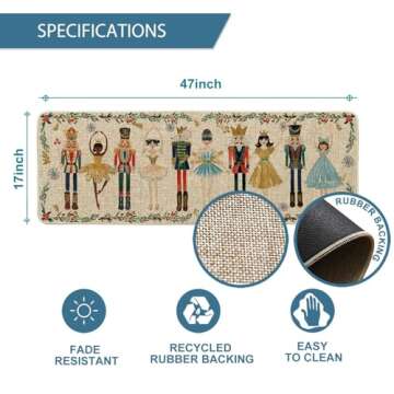 Artoid Mode Watercolor Nutcrackers Merry Christmas Doormat, Winter Home Decor Low-Profile Door Mat Floor Mat 17x47 Inch