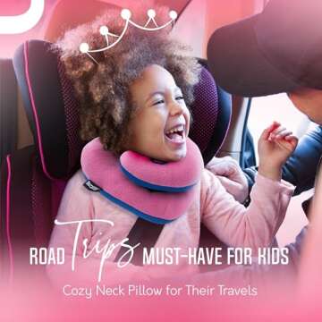 BCOZZY Kids Chin Supporting Travel Pillow for 3-7 Y/O -Stops The Head from Falling Forward– Comfortable Road Trip Essential. Soft, Washable, Small Size, Light Purple