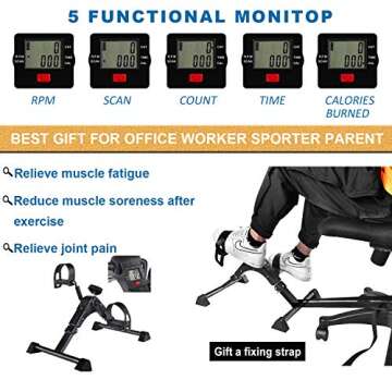 IPKIG Folding Pedal Exerciser - Portable Desk Bike, Under Desk Bike Pedal Exerciser for Leg and Arm ...