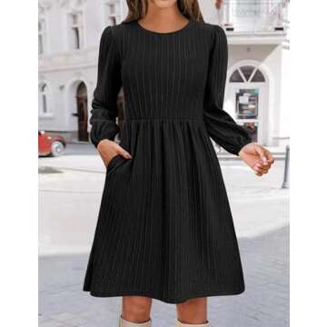 Zeagoo Women Fall Sweater Dress with Pockets Knit Long Sleeve
