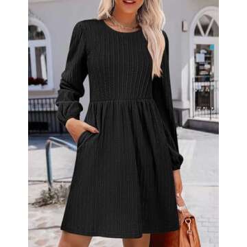 Zeagoo Women Fall Sweater Dress with Pockets Knit Long Sleeve