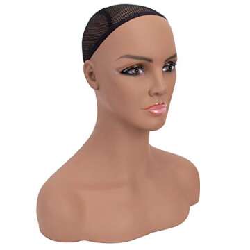 A1 Pacific Mannequin PVC Manikin Head Realistic Mannequin Head Bust Wig Head Stand for Wigs Display ...