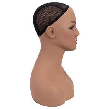 A1 Pacific Mannequin PVC Manikin Head Realistic Mannequin Head Bust Wig Head Stand for Wigs Display Making Styling PMH-CM (16.5", Tanned)