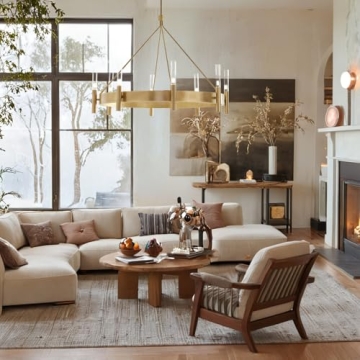 Mid-Century Geometric Ribbed Glass Chandelier