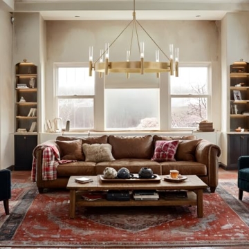 Mid-Century Geometric Ribbed Glass Chandelier