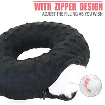 BNRendles Ear Piercing Pillows for Side Sleeper with Ear Hole CNH Piercing Pillows Support Head Ear Pain Relief Ear Pressure Sore Side Sleeping Ear Guard, Minky Dot Black