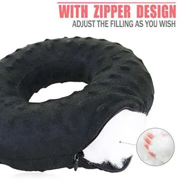 BNRendles Ear Piercing Pillows for Side Sleeper with Ear Hole CNH Piercing Pillows Support Head Ear Pain Relief Ear Pressure Sore Side Sleeping Ear Guard, Minky Dot Black