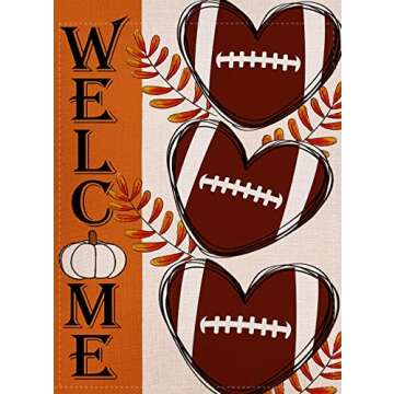 Fall Football Garden Flag Vertical Double Sided, Welcome Autumn Pumpkin Thanksgiving Seasonal Harves...