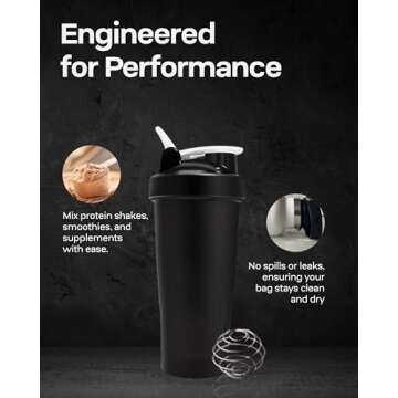 Protein Shaker Bottle for Gym - Pre Workout Protein Drink Shaker Cup 20 Fl oz, Dishwasher Safe, BPA & Phthalate free Shaker Bottle Blender, Gym Shaker for Protein Shake - Black or White (Random Color)