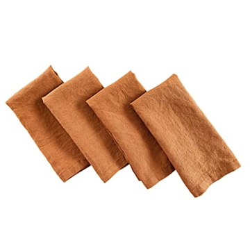 Elegant Burnt Orange French Linen Napkins Set of 4