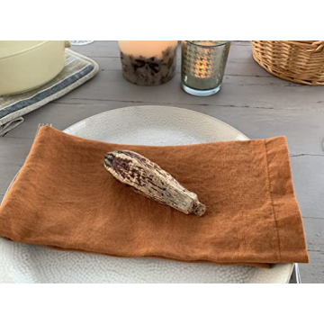 Elegant Burnt Orange French Linen Napkins Set of 4