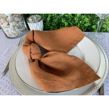 Elegant Burnt Orange French Linen Napkins Set of 4