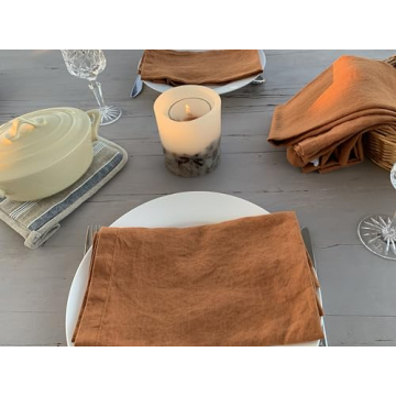 Elegant Burnt Orange French Linen Napkins Set of 4
