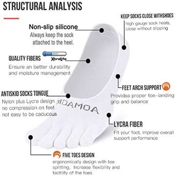 aomagic Toe Socks No Show Women Men Liner Socks Invisible Non-Slip Low Cut Finger Socks Soft Breatha...