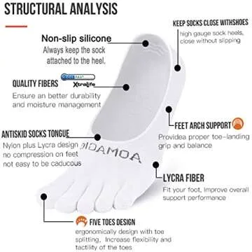 aomagic Toe Socks No Show Women Men Liner Socks Invisible Non-Slip Low Cut Finger Socks Soft Breatha...
