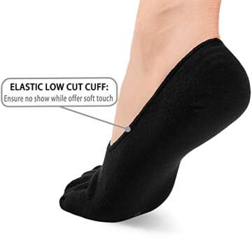 aomagic Toe Socks No Show Women Men Liner Socks Invisible Non-Slip Low Cut Finger Socks Soft Breathable, White/Black/Grey Small - 3 Pairs