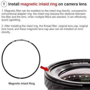 Kase 77mm Magnetic Inlaid Lens Filter Adapter Ring for Magnetic Filter/Magnetic Lens Cap