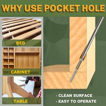 Pocket Hole Screws, LIONMAX Wood Screws #8 x 1-1/4" 600PCS Washer Head with Coarse Thread, Square Dr...