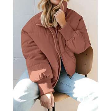 ZESICA Women's Warm Drawstring Cropped Puffer Jacket