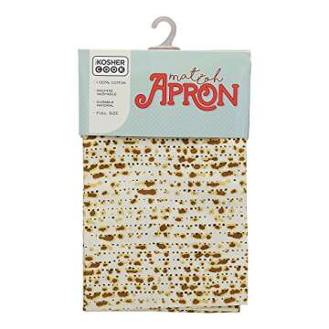 The Kosher Cook Pesach Kitchen Apron - Matzah Print Design - 100% Cotton - Passover Seder and Kitche...