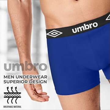 Umbro Mens Boxer Briefs Breathable Cotton Underwear for Men - 6 Pack Cotton Stretch Mens Underwear (Small, Blue/Yellow/Orange)