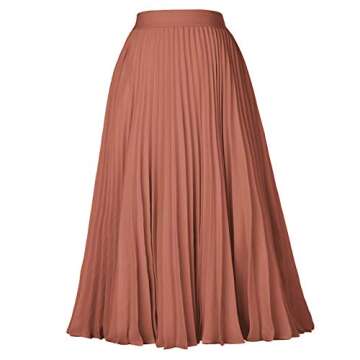 GRACE KARIN Women's Flared Pleated Ruffle Knitted A Line Mini Skater Skirt Brown S