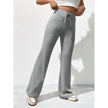 WDIRARA Women's Flare Bell Bottom Sweatpants Stretch Comfort