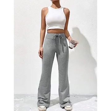WDIRARA Women's Flare Bell Bottom Sweatpants Stretch Comfort