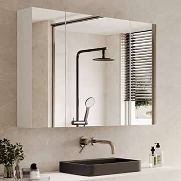 DICTAC 3-Door Medicine Cabinets Bathroom Mirror for Stylish Storage Solutions