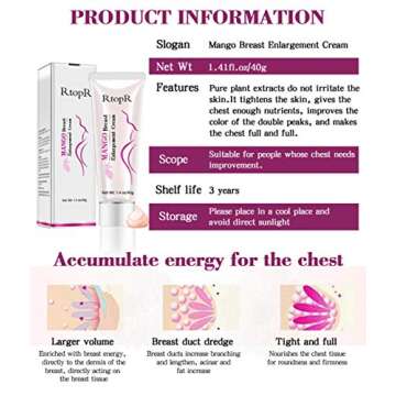 Breast Enlargement Cream MANGO Must Up Breast Cream Massage Breast Firming Tightening Big Boobs Bigger Bust for Women (2 Packs)