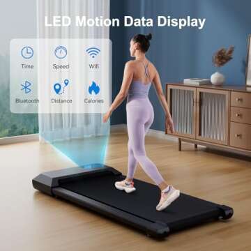 MJWW Walking Pad,Mini Walking Pad Treadmill, Under Desk Treadmill,Treadmills for Home & Office,Small Portable Walking Treadmill with Remote & Smart APP, 265 Lbs Capacity