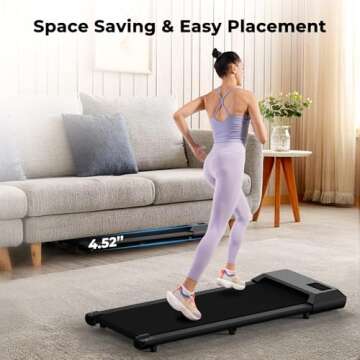 MJWW Walking Pad,Mini Walking Pad Treadmill, Under Desk Treadmill,Treadmills for Home & Office,Small Portable Walking Treadmill with Remote & Smart APP, 265 Lbs Capacity