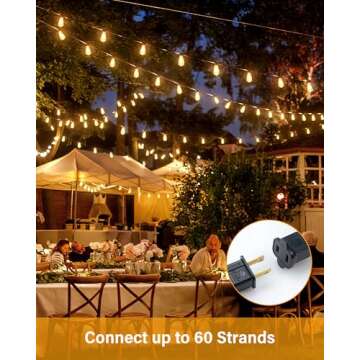 Doukedge Outdoor String Lights Waterproof, 25 Feet Patio Lights with 13 ST38 Edison Bulbs(1 Sqare), Outside Hanging Decorative Lights for Porch, Blacony, Backyard, Bistro, Garden, 2700K