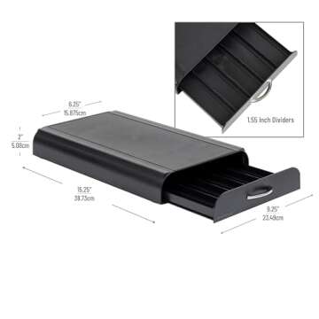 Mind Reader Nespresso Compatible Capsule Drawer Countertop Organizer, Coffee Pod Holder, Storage, 9.21 x 15.94 x 2.36, Black