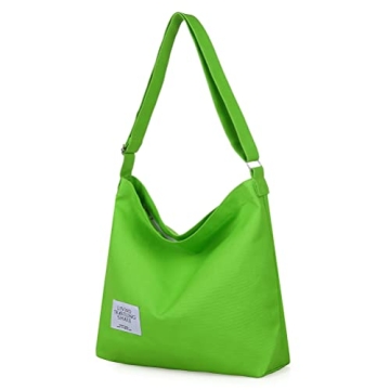 Covelin Women's Retro Large Size Canvas Shoulder Bag Hobo Crossbody Handbag Casual Tote Apple Green