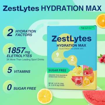 Bold Salty-Sweet Flavor Hydration Powder Packets, Electrolyte Powder Drink Mix, Liquid Everyday IV Drink Mix for Rehydration Max | Sugar Free | 9 Vitamins & Nutrients | 2 Hydration Factors | 16 Sticks