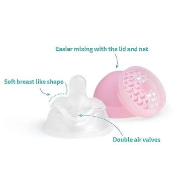 Herobility Double Anti-Colic Baby Bottles - 12 fl oz / 340 ml - Pack of 4 - BPA-Free - Multicoloured - White, Grey, Pink, Hawthorn Rose