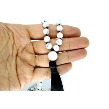 MeruBeads - Premium Mala Beads Necklace Howlite Japa Mala - Howlite Mala Necklace - Mala Beads Men - Meru Beads - Mala Beads 108