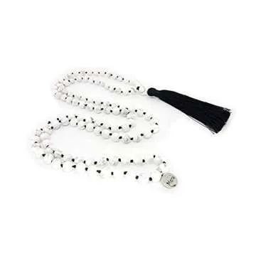 MeruBeads - Premium Mala Beads Necklace Howlite Japa Mala - Howlite Mala Necklace - Mala Beads Men - Meru Beads - Mala Beads 108