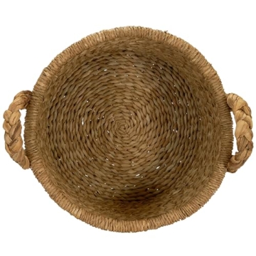 Large Wicker Storage Basket with Braided Handles Light Brown