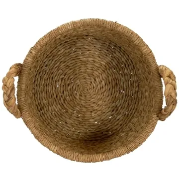 Large Wicker Storage Basket with Braided Handles Light Brown