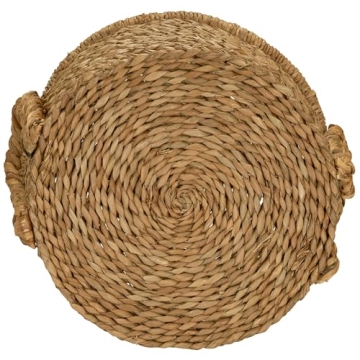 Large Wicker Storage Basket with Braided Handles Light Brown