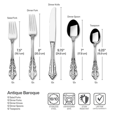Wallace Antique Baroque 65-Piece Stainless Steel Flatware Set