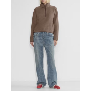 LASLULU Cozy Half Zip Fleece Women Jacket for Everyday Wear