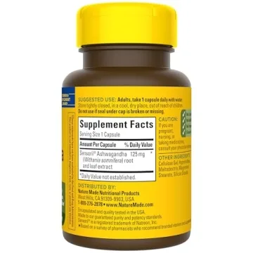 Nature Made Ashwagandha 125mg Capsules for Stress Relief