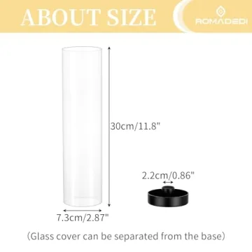 Romadedi Glass Hurricane Candle Holders Black - 12 Inch Taper Candlestick Holder Bulk Clear Glass Cylinder Table Centerpiece Wedding Decor Party Birthday Christmas Home Decorations, Set of 6